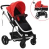 vidaXL Passeggino/Carrozzina 2-in-1 in Alluminio Rosso e Nero