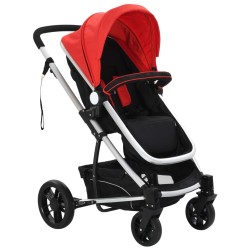 vidaXL Passeggino/Carrozzina 2-in-1 in Alluminio Rosso e Nero