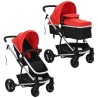 vidaXL Passeggino/Carrozzina 2-in-1 in Alluminio Rosso e Nero