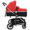 vidaXL Passeggino/Carrozzina 2-in-1 in Alluminio Rosso e Nero