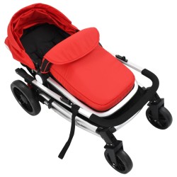 vidaXL Passeggino/Carrozzina 2-in-1 in Alluminio Rosso e Nero