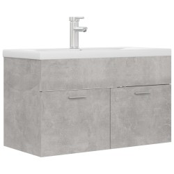 Mobile Bagno con Lavabo Integrato Grigio Cemento in Truciolato