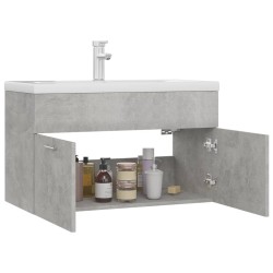 Mobile Bagno con Lavabo Integrato Grigio Cemento in Truciolato