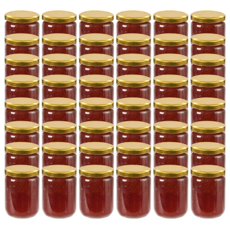    Vasi per Marmellata in Vetro Coperchio Oro 48 pz 230 ml