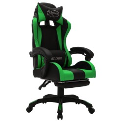    Sedia da Gaming con Luci a LED RGB Verde e Nera in Similpelle