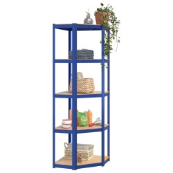 vidaXL Scaffali a 5 Ripiani 4 pz Blu in Acciaio e Legno ingegnerizzato