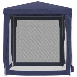 Tenda per Feste con 4 Pareti Laterali in Rete Blu 2x2 m HDPE