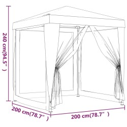 Tenda per Feste con 4 Pareti Laterali in Rete Blu 2x2 m HDPE