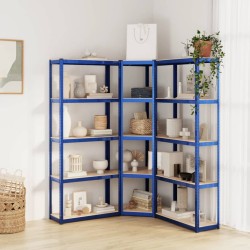 vidaXL Scaffali a 5 Ripiani 3 pz Blu in Acciaio e Legno ingegnerizzato