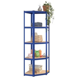 vidaXL Scaffali a 5 Ripiani 3 pz Blu in Acciaio e Legno ingegnerizzato