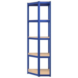 vidaXL Scaffali a 5 Ripiani 3 pz Blu in Acciaio e Legno ingegnerizzato