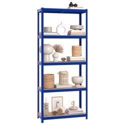 vidaXL Scaffali a 5 Ripiani 5 pz Blu in Acciaio e Legno ingegnerizzato