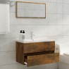 Mobile Bagno con Lavabo Integrato Rovere Fumo Legno ingegnerizzato