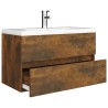 Mobile Bagno con Lavabo Integrato Rovere Fumo Legno ingegnerizzato