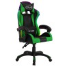 vidaXL Sedia da Gaming con Luci a LED RGB Verde e Nera in Similpelle