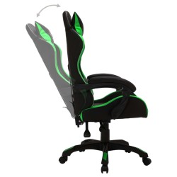 vidaXL Sedia da Gaming con Luci a LED RGB Verde e Nera in Similpelle