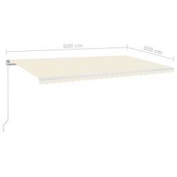 Tenda da Sole Retrattile Manuale con LED 600x350 cm Crema