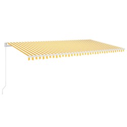 Tenda da Sole Retrattile Manuale LED 600x350 cm Giallo e Bianco