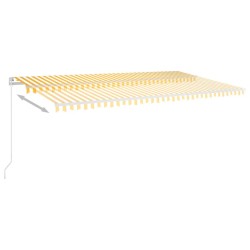 Tenda da Sole Retrattile Manuale LED 600x350 cm Giallo e Bianco