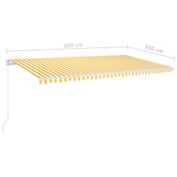 Tenda da Sole Retrattile Manuale LED 600x350 cm Giallo e Bianco