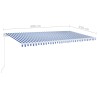 Tenda da Sole Retrattile Manuale con LED 600x350 cm Blu Bianco