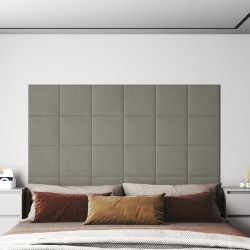 vidaXL Pannelli Murali 12 pz Grigio Chiaro 30x30 cm in Velluto 1,08 m²