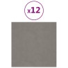 vidaXL Pannelli Murali 12 pz Grigio Chiaro 30x30 cm in Velluto 1,08 m²