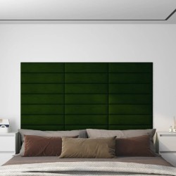 vidaXL Pannelli Murali 12 pz Verde Scuro 60x15 cm Velluto 1,08 m²