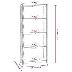 vidaXL Scaffali 5 Ripiani 4 pz Argento in Acciaio e Legno ingegnerizzato