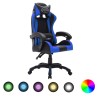 vidaXL Sedia da Gaming con Luci a LED RGB Blu e Nera in Similpelle