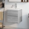    Mobile Bagno e Lavabo Integrato Grigio Sonoma Legno ingegnerizzato