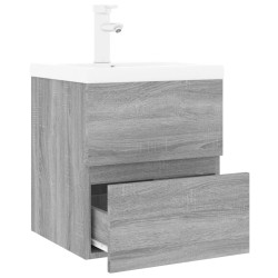    Mobile Bagno e Lavabo Integrato Grigio Sonoma Legno ingegnerizzato