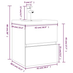    Mobile Bagno e Lavabo Integrato Grigio Sonoma Legno ingegnerizzato