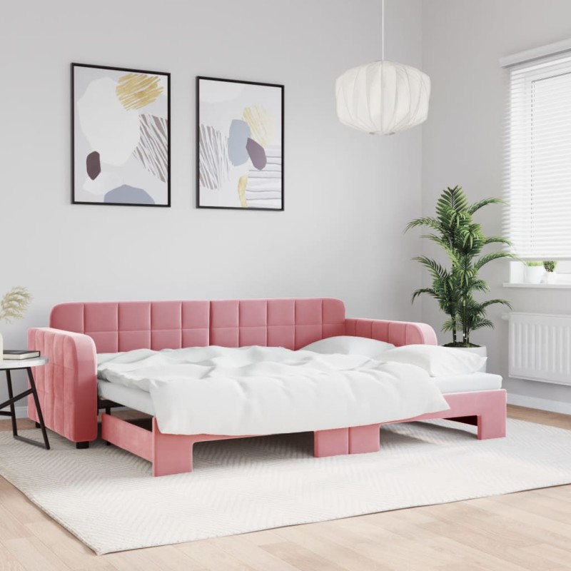 vidaXL Divano Letto con Letto Estraibile Rosa 80x200 cm in Velluto