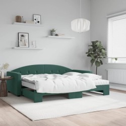 vidaXL Divano Letto Estraibile Materassi Verde Scuro 90x200 Velluto