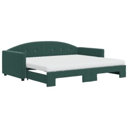 vidaXL Divano Letto Estraibile Materassi Verde Scuro 90x200 Velluto