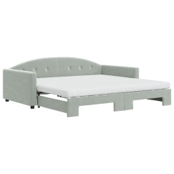 vidaXL Divano Letto Estraibile Materassi Grigio Chiaro 100x200 Velluto