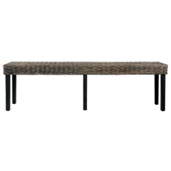 vidaXL Panca 160 cm Nera in Rattan Naturale Kubu e Massello di Mango