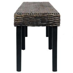 vidaXL Panca 160 cm Nera in Rattan Naturale Kubu e Massello di Mango