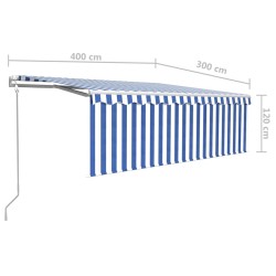 Tenda Sole Retrattile Automatica con Parasole 4x3m Blu Bianca