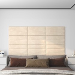 vidaXL Pannelli Murali 12 pz Crema 60x15 cm Velluto 1,08 m²