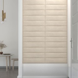 vidaXL Pannelli Murali 12 pz Crema 60x15 cm Velluto 1,08 m²