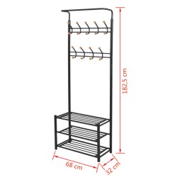    Appendiabiti con Deposito per Scarpe 68x32x182,5 cm Nero