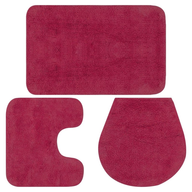    Set Tappetini per Bagno 3 pz in Tessuto Fucsia