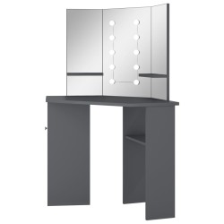    Tavolino da Trucco Angolare con LED Grigio 111x54x141,5 cm