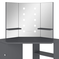    Tavolino da Trucco Angolare con LED Grigio 111x54x141,5 cm