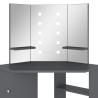    Tavolino da Trucco Angolare con LED Grigio 111x54x141,5 cm