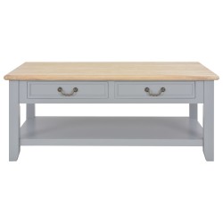 Tavolino Salotto Grigio 100x50x41,5 cm Legno Massello Paulownia