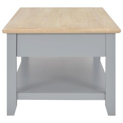 Tavolino Salotto Grigio 100x50x41,5 cm Legno Massello Paulownia