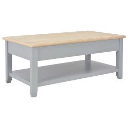 Tavolino Salotto Grigio 100x50x41,5 cm Legno Massello Paulownia